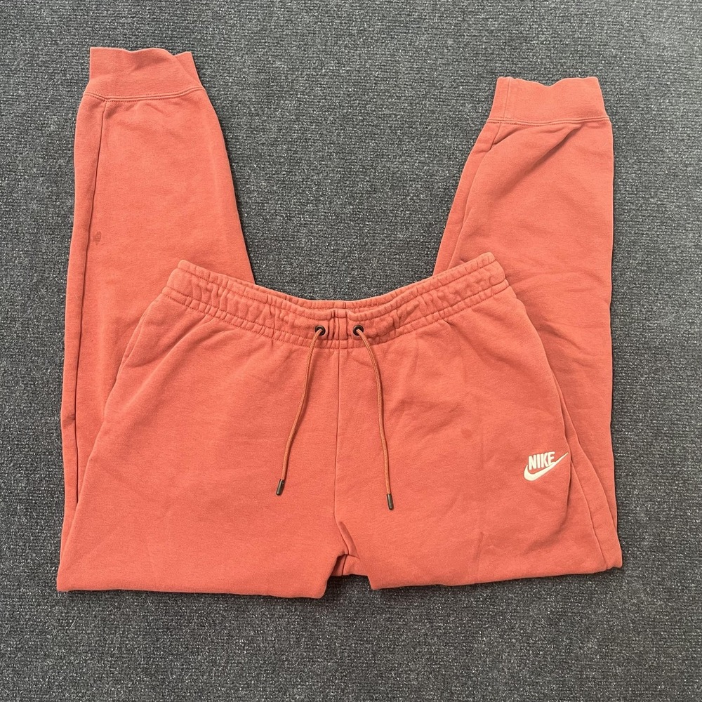 Nike Pants Mens Medium Red Fleece Joggers Sweatpants Swoosh Logo Athletic